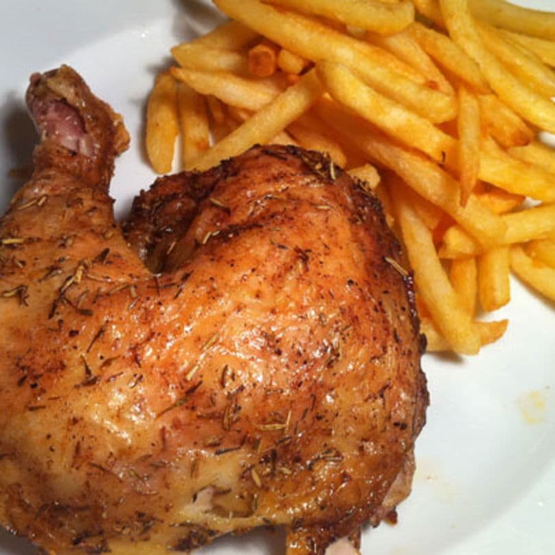 Chicken and chips with single extra sausage